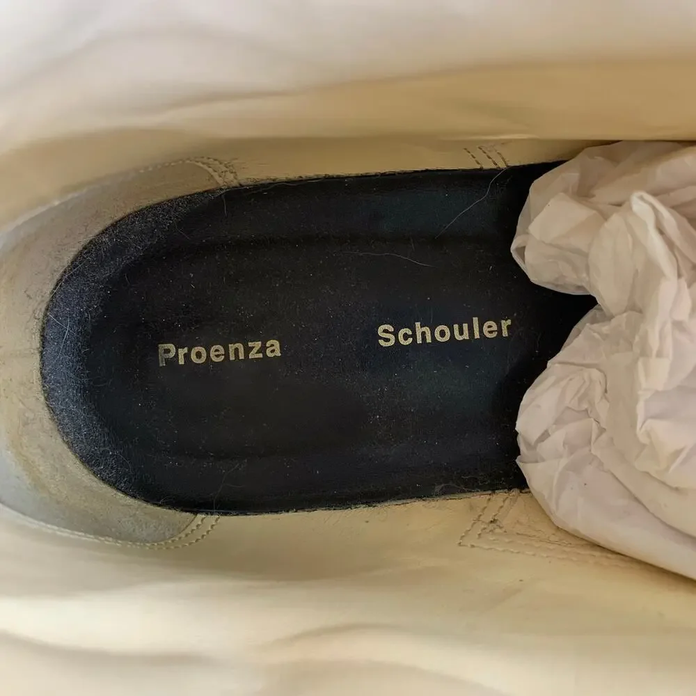 PROENZA SCHOULER Size 9 Cream Black Leather Calf Buckle Boots - Picture 8 of 10